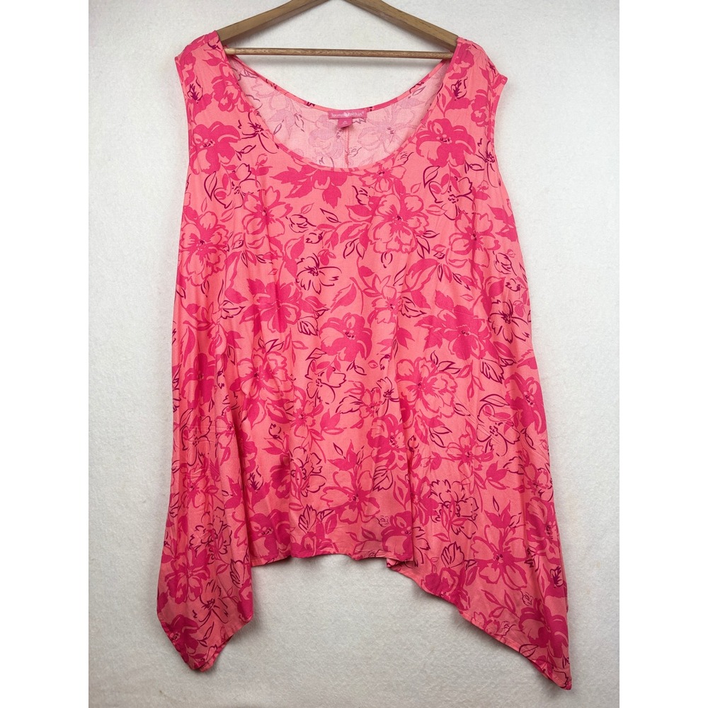 Woman Within Tank Top Womens 3X Sharkbite Hem Floral Sleeveless